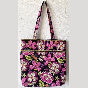 Vera Bradley Tote Bag Magnetic Closure Pirouette Pink Retired Pattern Black Pink